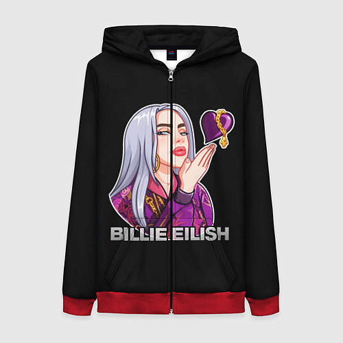 Женская толстовка на молнии BILLIE EILISH / 3D-Красный – фото 1