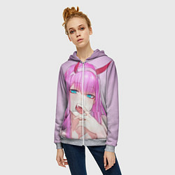 Толстовка на молнии женская Ahegao, цвет: 3D-меланж — фото 2