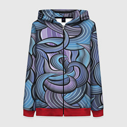 Толстовка на молнии женская Абстрактные краски, цвет: 3D-красный