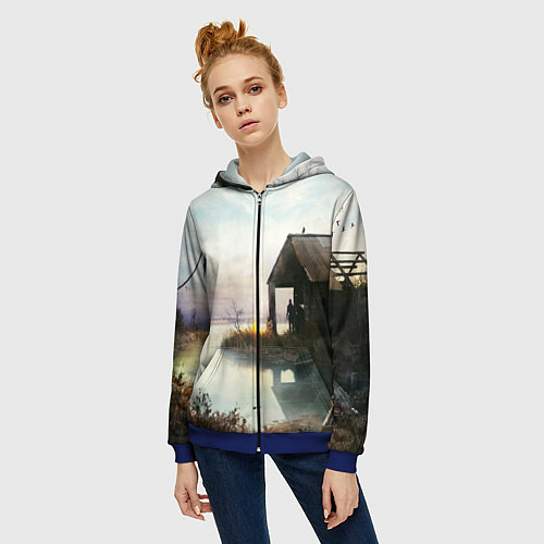 Женская толстовка на молнии STALKER / 3D-Синий – фото 3