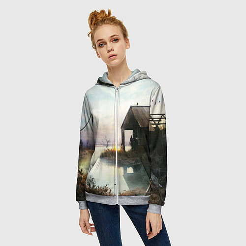 Женская толстовка на молнии STALKER / 3D-Меланж – фото 3