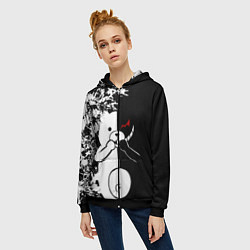 Толстовка на молнии женская Monokuma, цвет: 3D-черный — фото 2