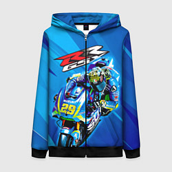 Толстовка на молнии женская Suzuki MotoGP, цвет: 3D-черный