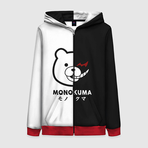 Женская толстовка на молнии Monokuma / 3D-Красный – фото 1