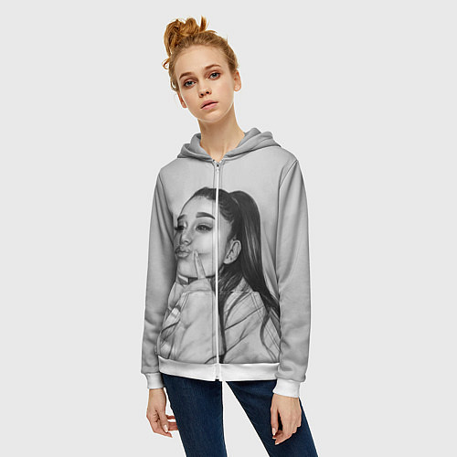 Женская толстовка на молнии Ariana Grande Ариана Гранде / 3D-Белый – фото 3