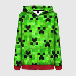 Толстовка на молнии женская MINECRAFT, цвет: 3D-красный