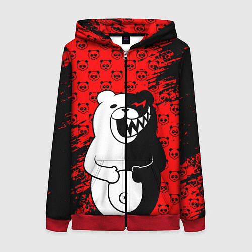 Женская толстовка на молнии MONOKUMA / 3D-Красный – фото 1