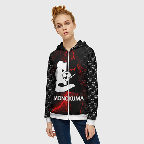 Женская толстовка на молнии MONOKUMA / 3D-Белый – фото 3