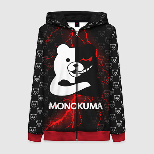 Женская толстовка на молнии MONOKUMA / 3D-Красный – фото 1