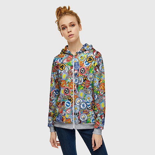 Женская толстовка на молнии Английская Премьер Лига / 3D-Меланж – фото 3