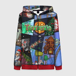 Толстовка на молнии женская Terraria, цвет: 3D-красный