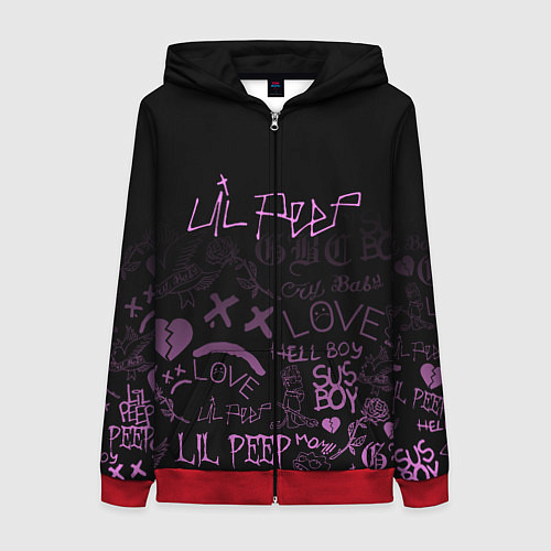 Женская толстовка на молнии LIL PEEP / 3D-Красный – фото 1