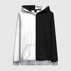 Толстовка на молнии женская ПРОСТО ЧЁРНО-БЕЛЫЙ, цвет: 3D-меланж