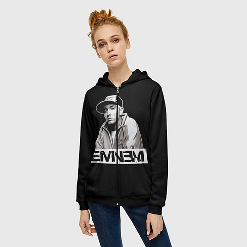 Женская толстовка на молнии Eminem / 3D-Черный – фото 3