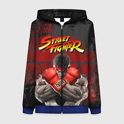 Толстовка на молнии женская Street Fighter, цвет: 3D-синий
