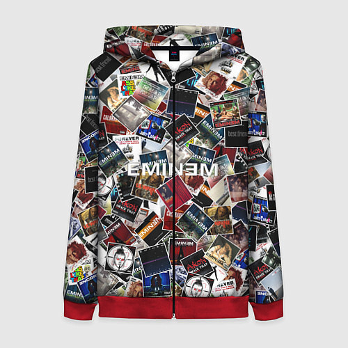 Женская толстовка на молнии Дискография EMINEM / 3D-Красный – фото 1