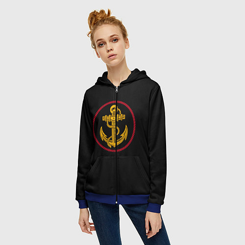 Женская толстовка на молнии ВМФ / 3D-Синий – фото 3
