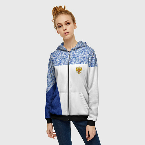 Женская толстовка на молнии Форма России / 3D-Черный – фото 3