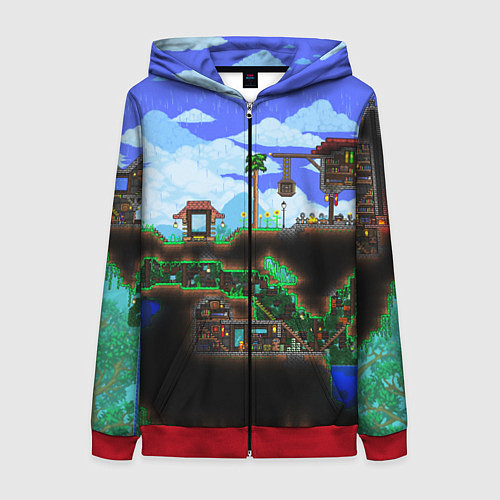 Женская толстовка на молнии TERRARIA / 3D-Красный – фото 1