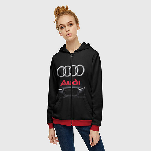 Женская толстовка на молнии AUDI / 3D-Красный – фото 3