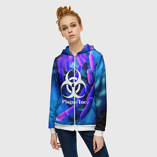 Женская толстовка на молнии PLAGUE INC / 3D-Белый – фото 3