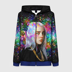 Толстовка на молнии женская Billie Eilish, цвет: 3D-синий