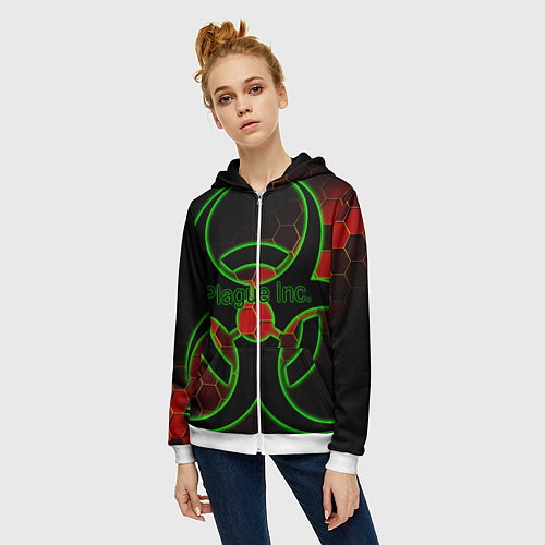 Женская толстовка на молнии Plague Inc / 3D-Белый – фото 3