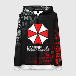 Толстовка на молнии женская RESIDENT EVIL UMBRELLA CORP, цвет: 3D-белый