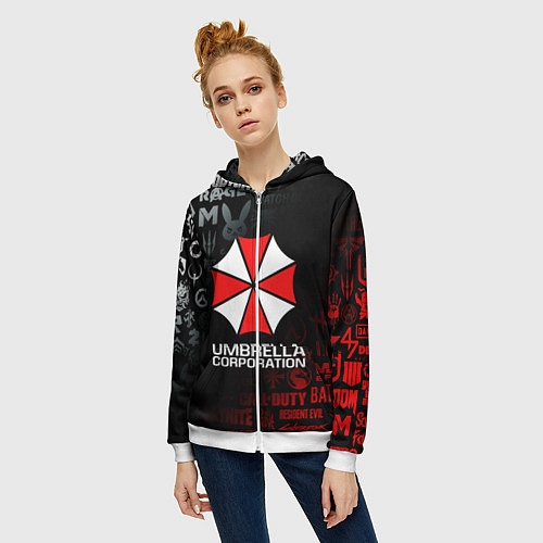 Женская толстовка на молнии RESIDENT EVIL UMBRELLA CORP / 3D-Белый – фото 3