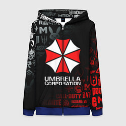 Толстовка на молнии женская RESIDENT EVIL UMBRELLA CORP, цвет: 3D-синий