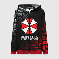 Толстовка на молнии женская RESIDENT EVIL UMBRELLA CORP, цвет: 3D-красный