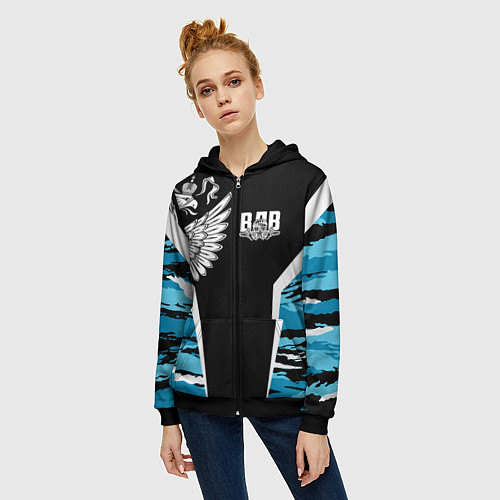 Женская толстовка на молнии Камуфляж ВДВ / 3D-Черный – фото 3