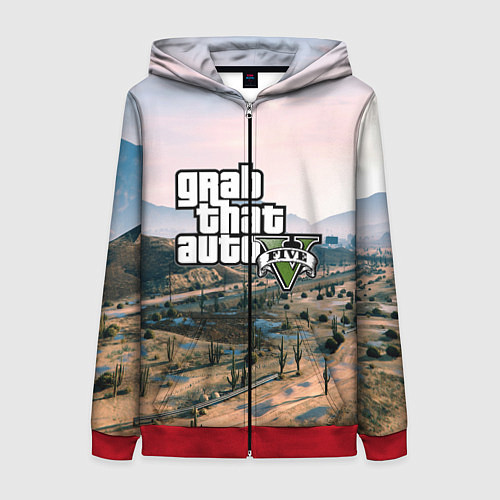 Женская толстовка на молнии Grand Theft Auto 5 / 3D-Красный – фото 1