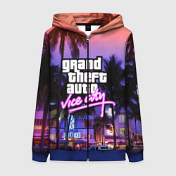 Толстовка на молнии женская Grand Theft Auto Vice City, цвет: 3D-синий