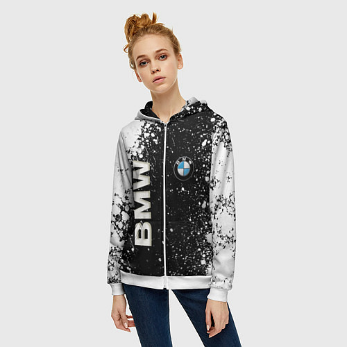 Женская толстовка на молнии BMW / 3D-Белый – фото 3