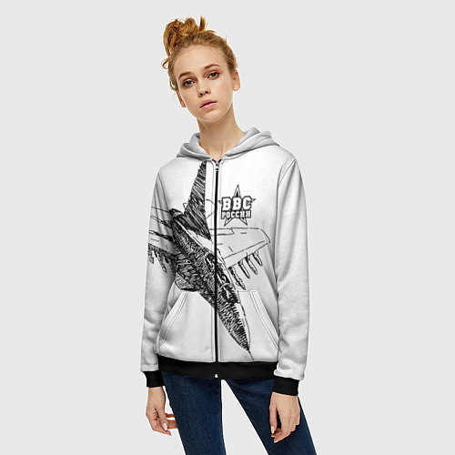 Женская толстовка на молнии ВВС России / 3D-Черный – фото 3