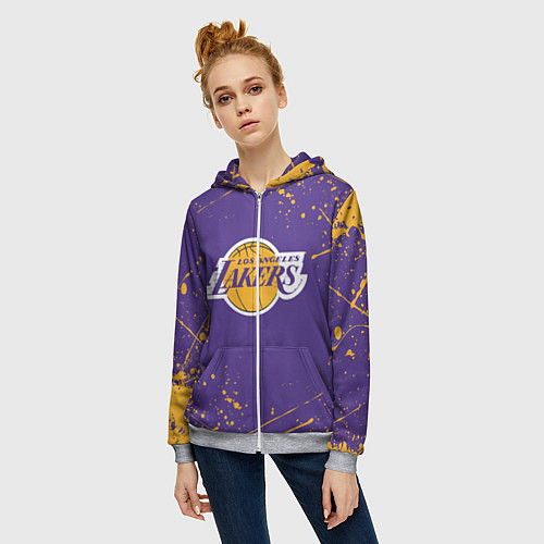 Женская толстовка на молнии LA LAKERS / 3D-Меланж – фото 3