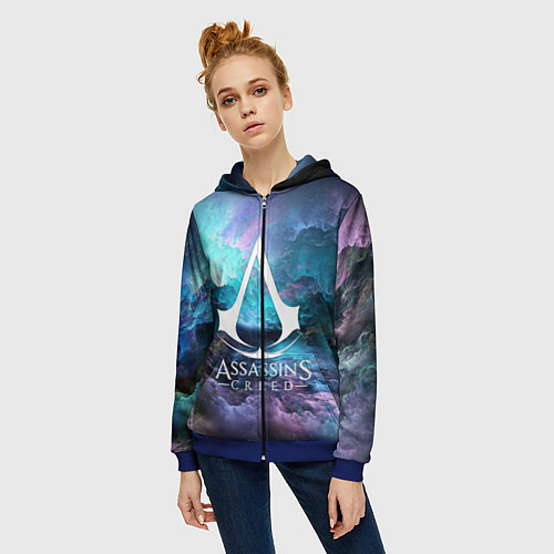 Женская толстовка на молнии ASSASSINS CREED / 3D-Синий – фото 3