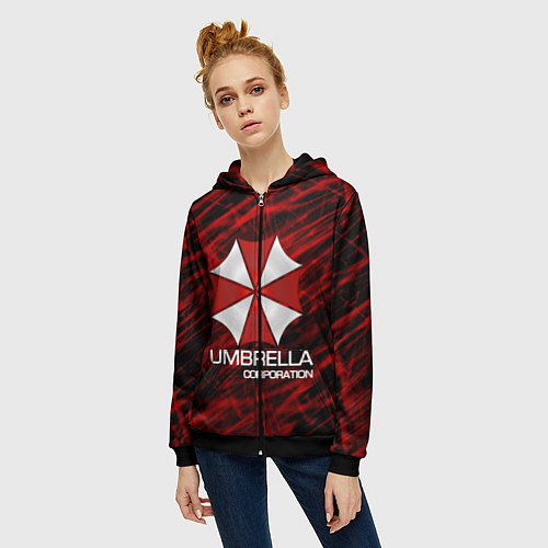 Женская толстовка на молнии UMBRELLA CORP / 3D-Черный – фото 3