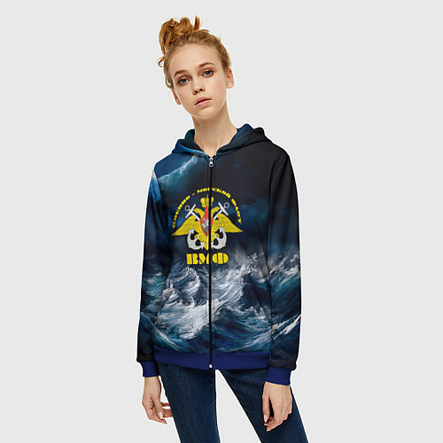 Женская толстовка на молнии Военно-морской флот / 3D-Синий – фото 3