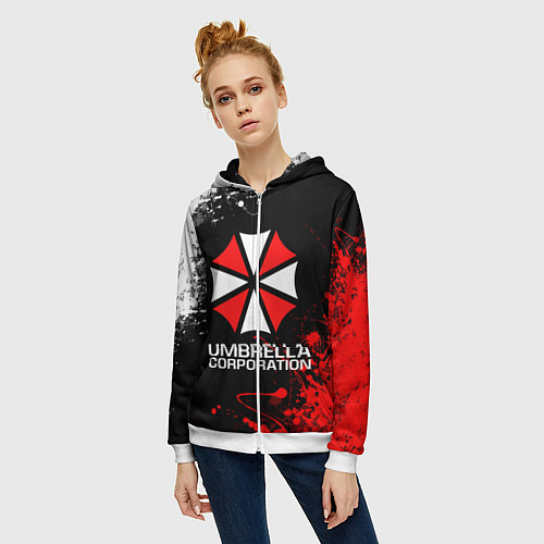 Женская толстовка на молнии UMBRELLA CORPORATION / 3D-Белый – фото 3