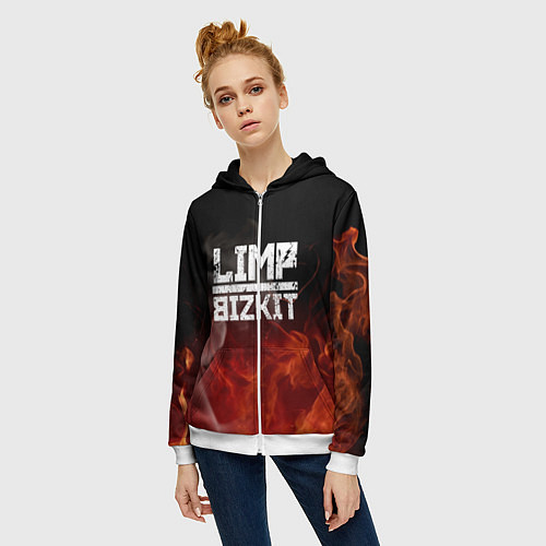 Женская толстовка на молнии LIMP BIZKIT / 3D-Белый – фото 3