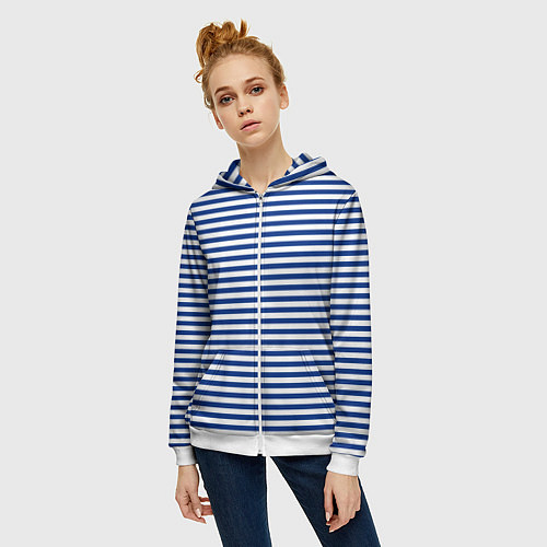 Женская толстовка на молнии Тельняшка ВМФ / 3D-Белый – фото 3