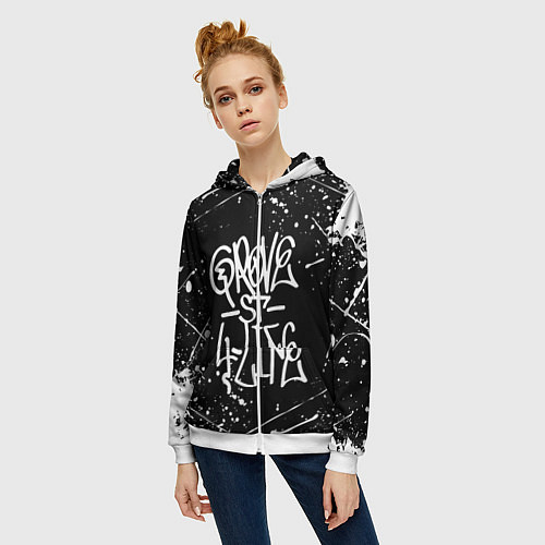 Женская толстовка на молнии GROVE STREET GTA / 3D-Белый – фото 3