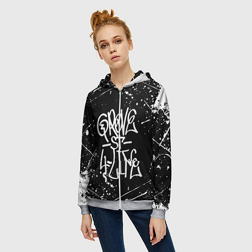 Женская толстовка на молнии GROVE STREET GTA / 3D-Меланж – фото 3