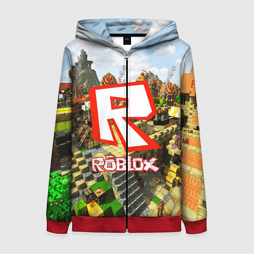 Женская толстовка на молнии ROBLOX / 3D-Красный – фото 1