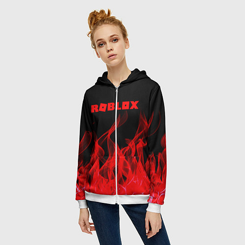 Женская толстовка на молнии ROBLOX / 3D-Белый – фото 3
