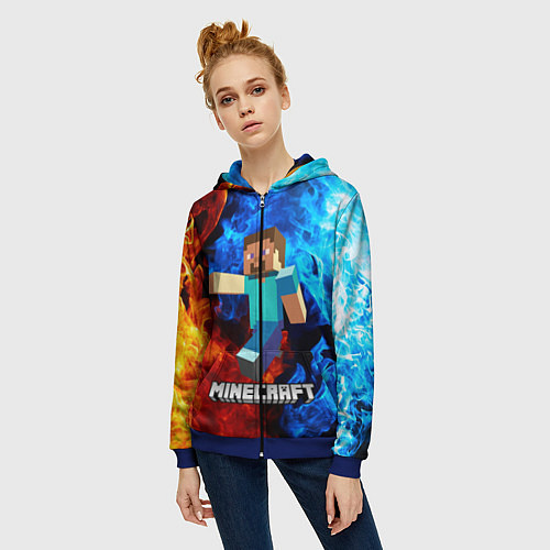Женская толстовка на молнии MINECRAFT / 3D-Синий – фото 3