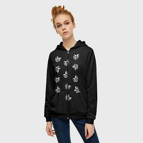 Женская толстовка на молнии Pyrokinesis / 3D-Черный – фото 3