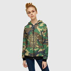 Толстовка на молнии женская Пограничные Войска, цвет: 3D-черный — фото 2